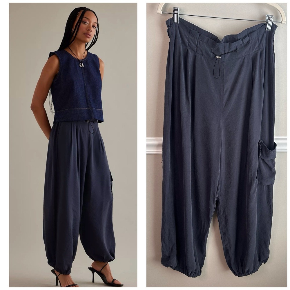 By Anthropologie Bungee Parachute Pants Charcoal Sm Baggy Streetwear Slouchy